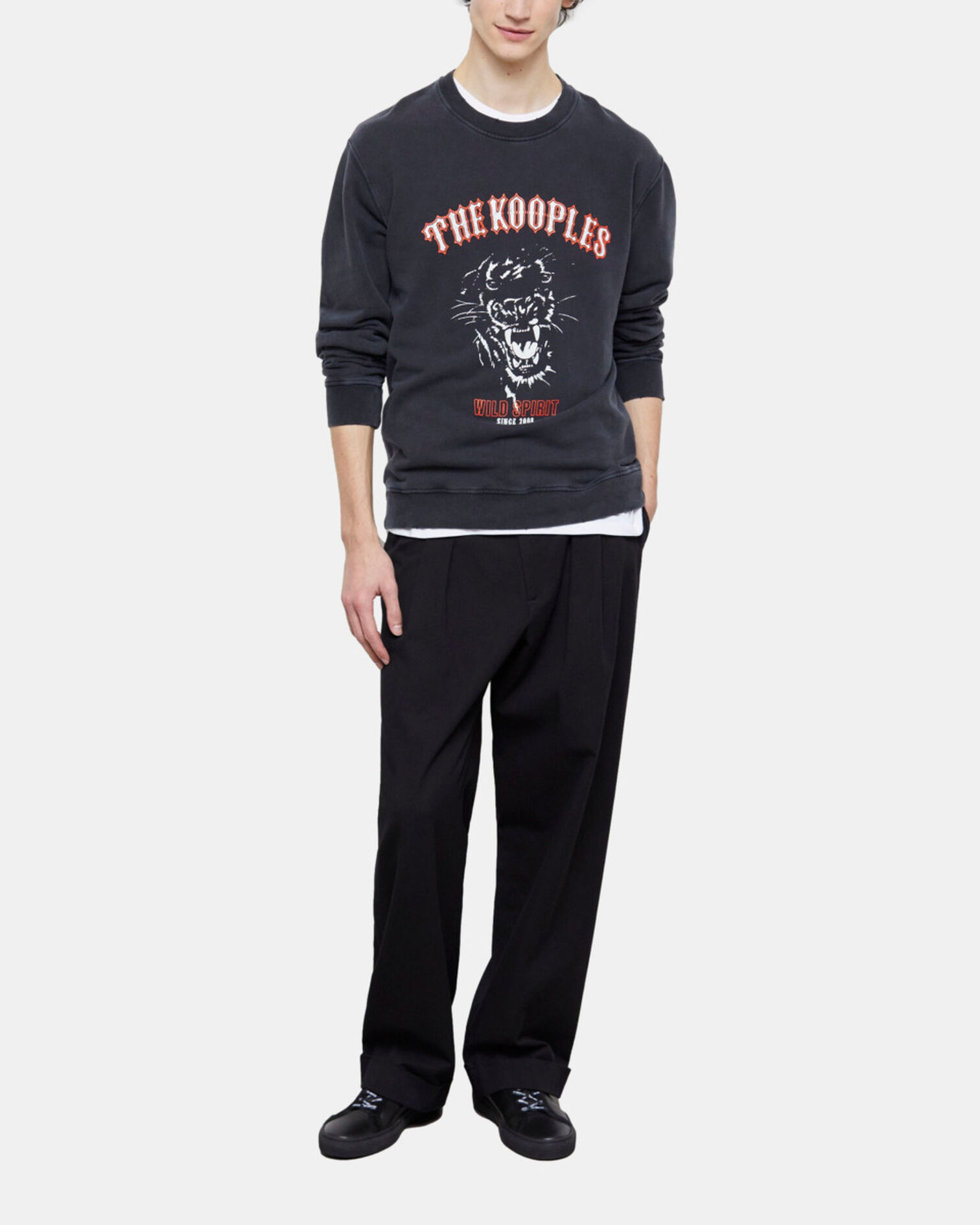 Black screen print sweatshirt, BLACK WASHED, hi-res image number null