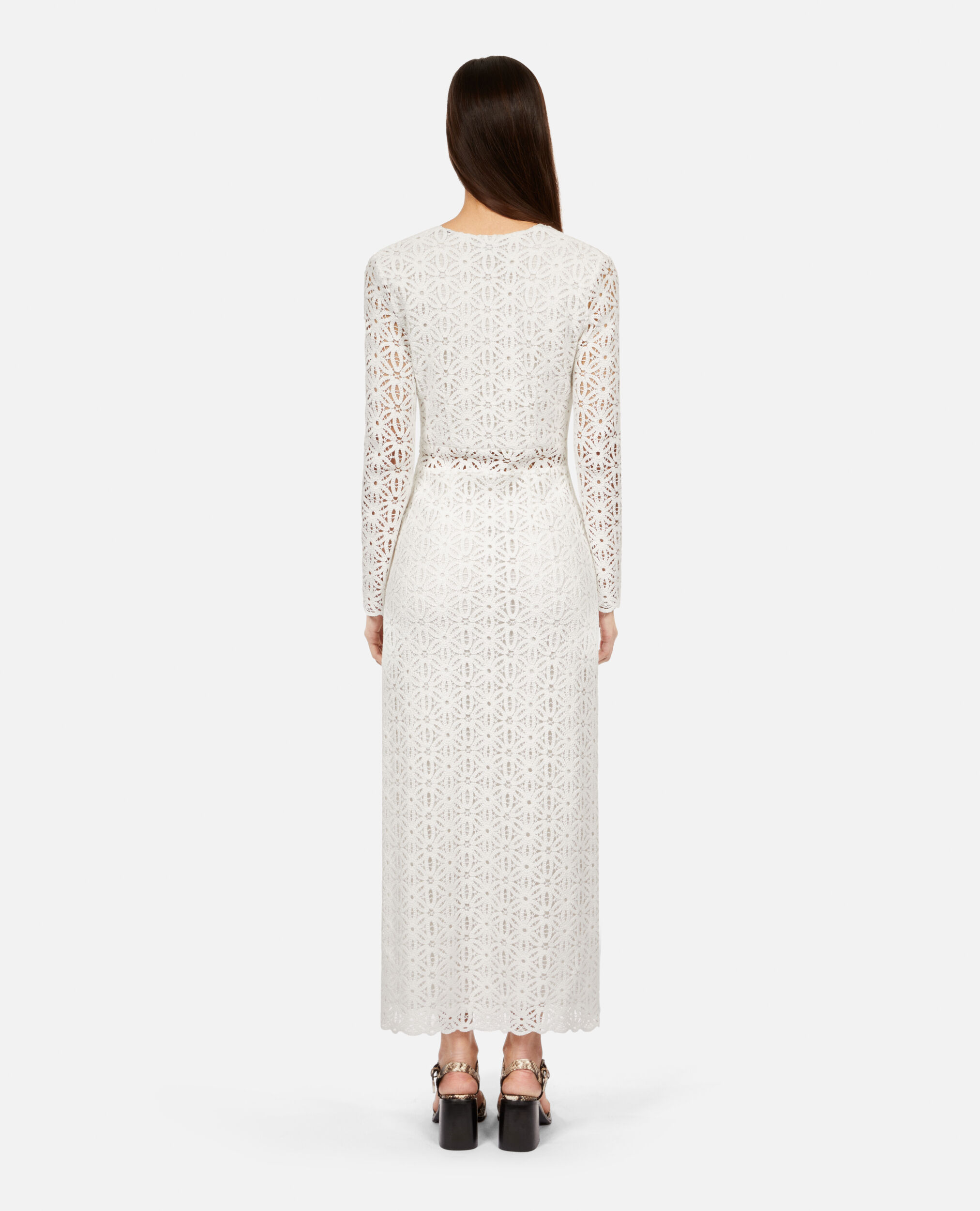 Long white guipure dress, WHITE, hi-res image number null