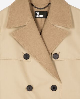 The Kooples FEMME LIGHT BEIGE manteau doubl&eacute; en laine m&eacute;lang&eacute;e beige