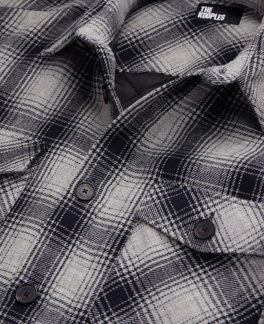 The Kooples HOMME GREY BLACK blouson à capuche type surchemise à carreaux