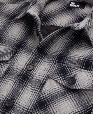 The Kooples HOMME GREY BLACK blouson à capuche type surchemise à carreaux
