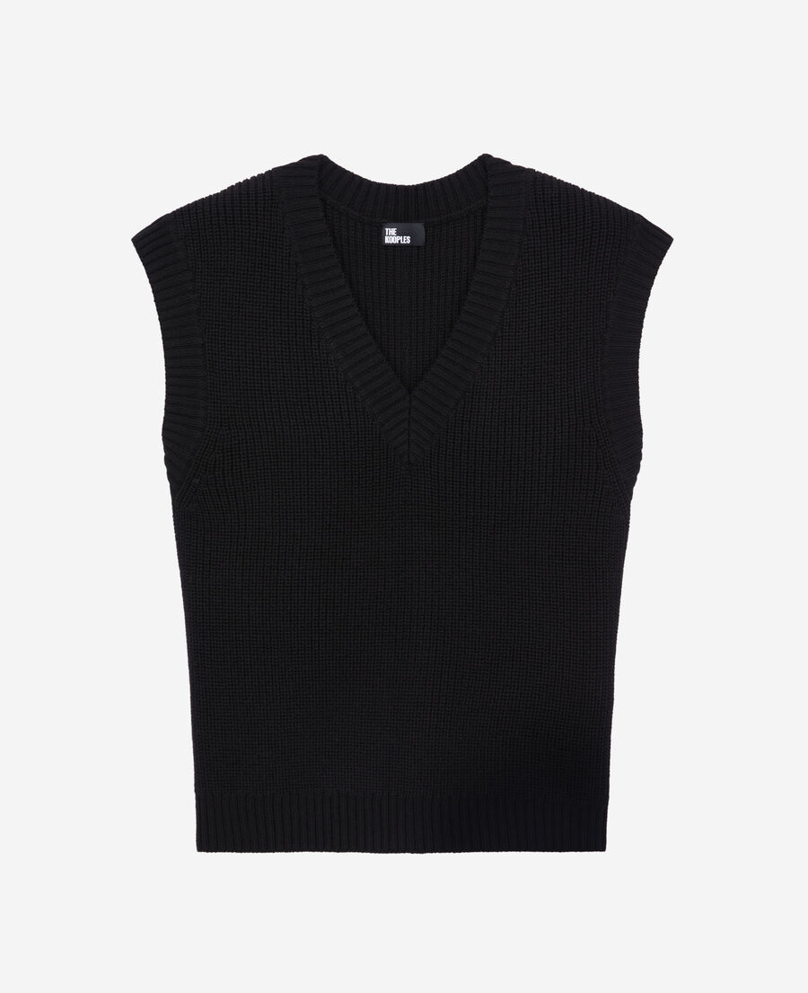 black sleeveless wool sweater