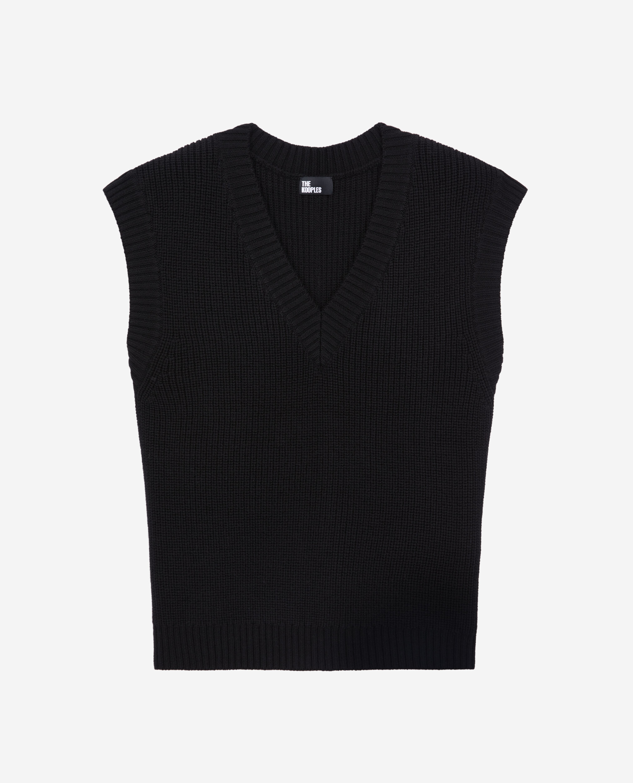 Black sleeveless wool sweater, BLACK, hi-res image number null