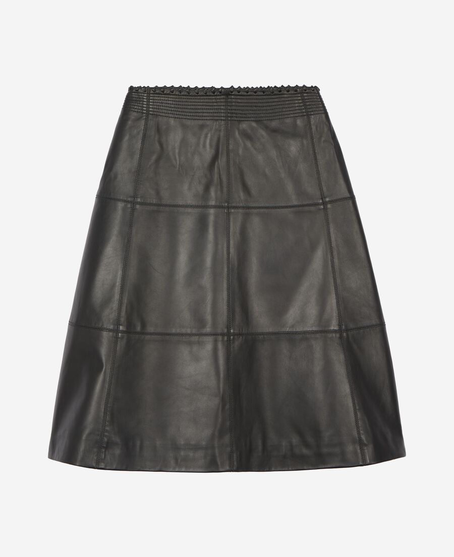 The Kooples F BLACK black leather midi skirt