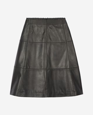 The Kooples F BLACK black leather midi skirt