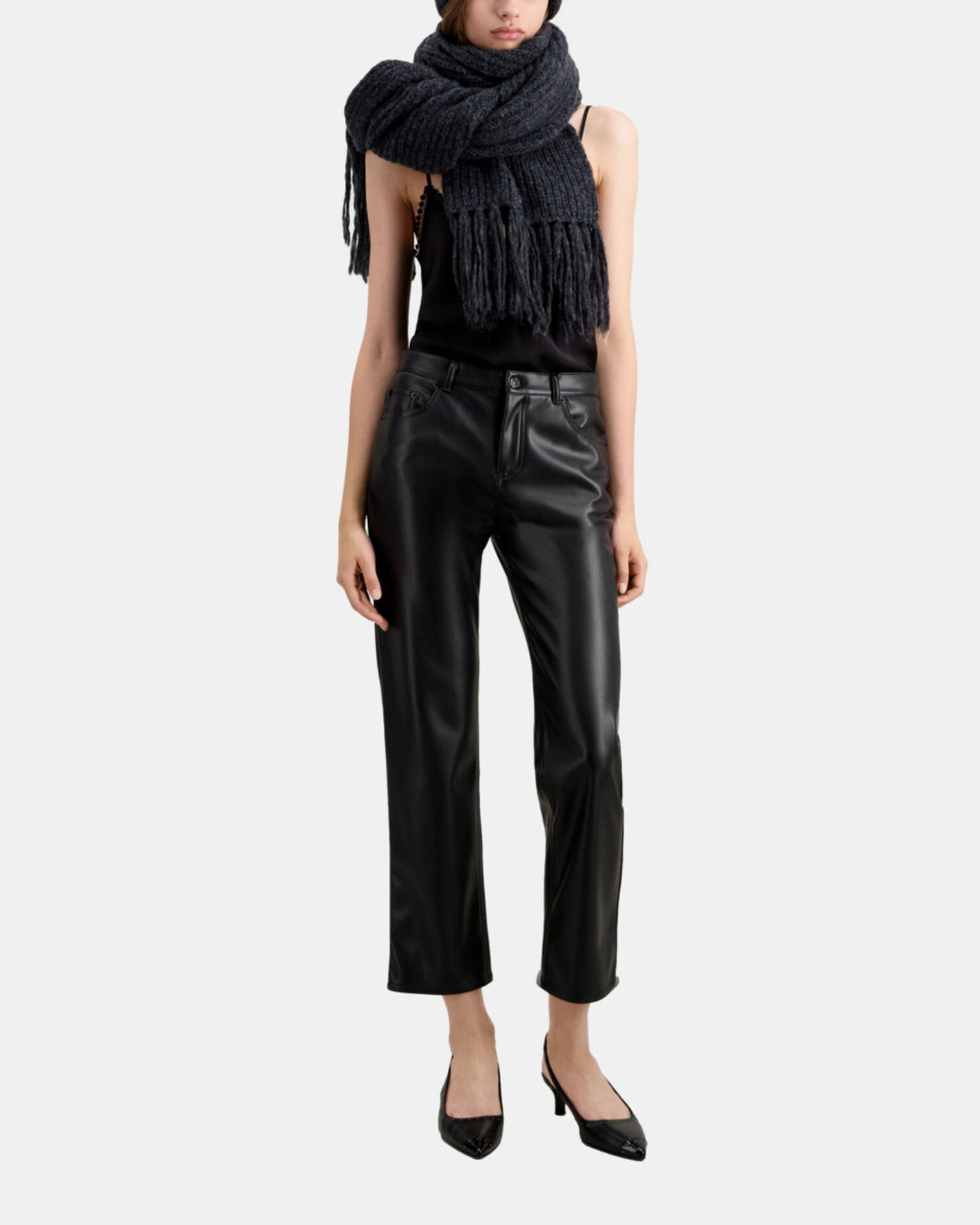 Pantalon noir effet cuir, BLACK, hi-res image number null
