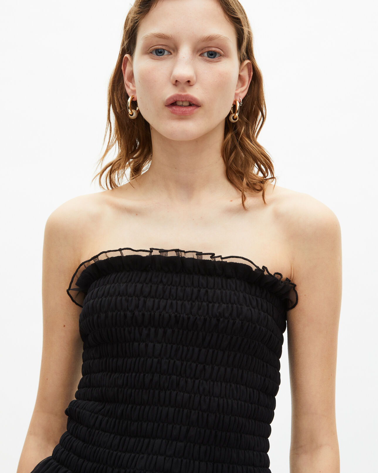 The Kooples WOMEN BLACK black smoky bustier top