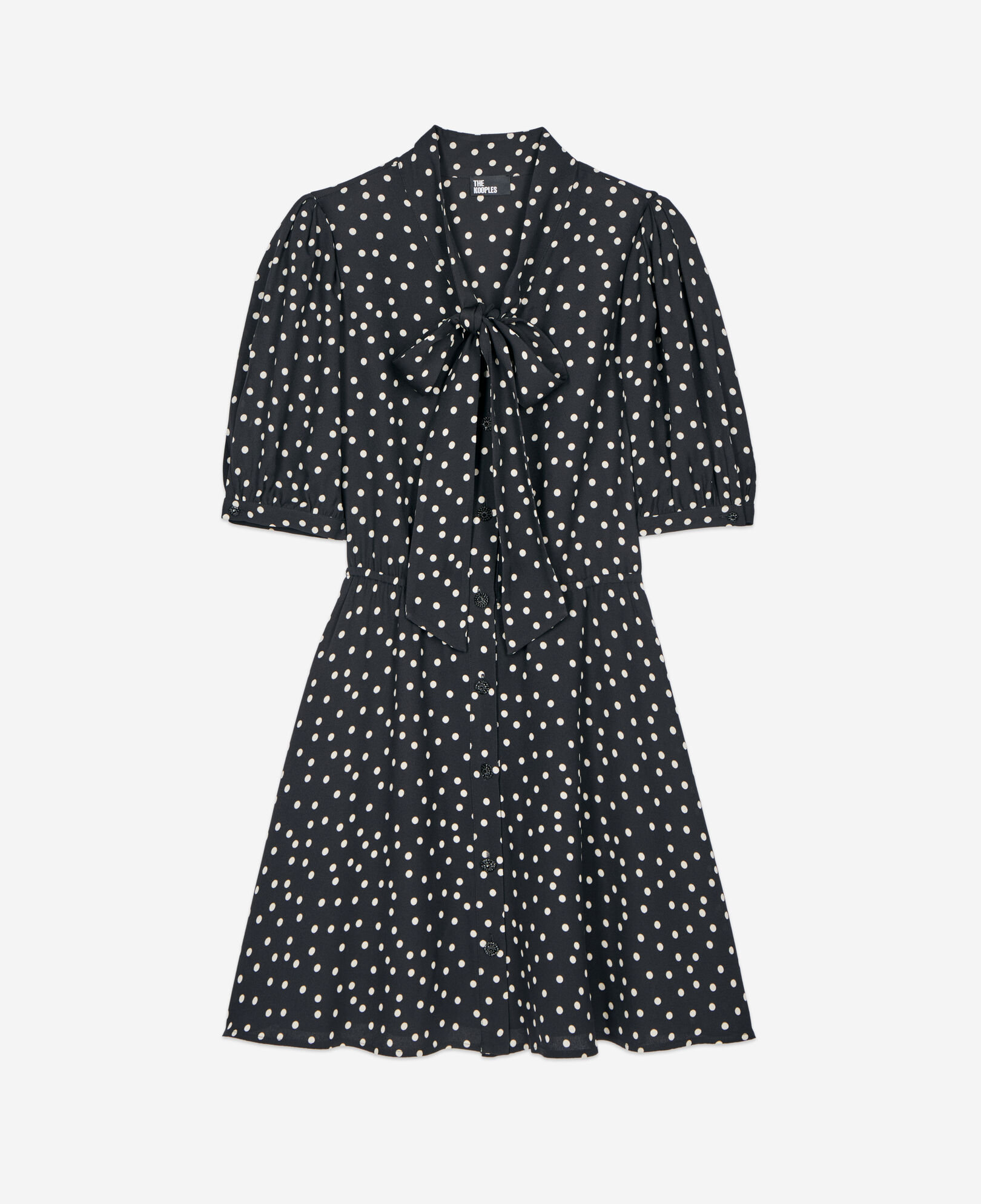 The Kooples WOMEN BLACK WHITE short black polka dot dress