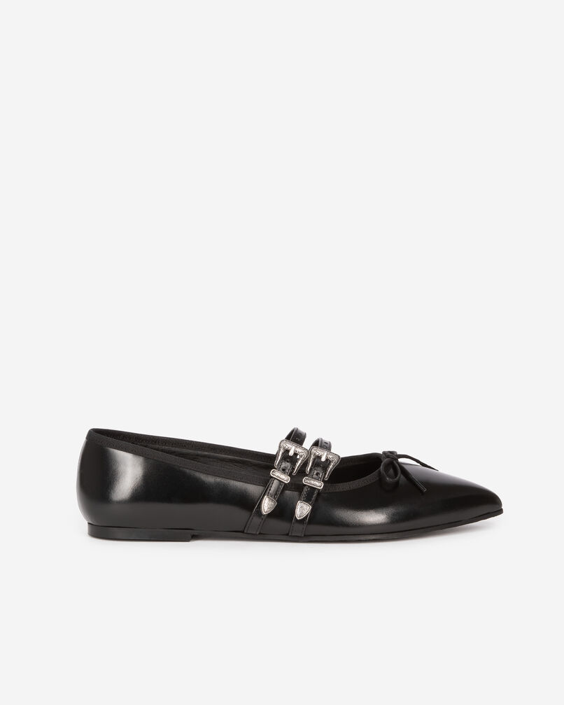 The Kooples F BLACK flat black leather ballerinas
