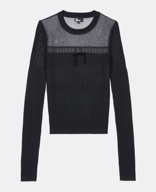 The Kooples FEMME BLACK pull en maille ajour&eacute;e noir