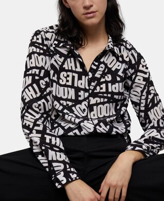 The Kooples WOMEN BLACK / WHITE flowing shirt with tape logo