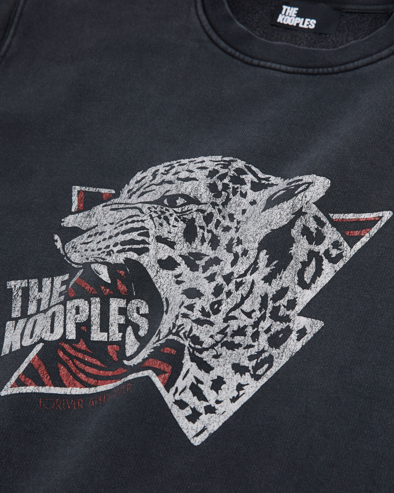 The Kooples HOMME BLACK WASHED sweatshirt sérigraphié tigre noir