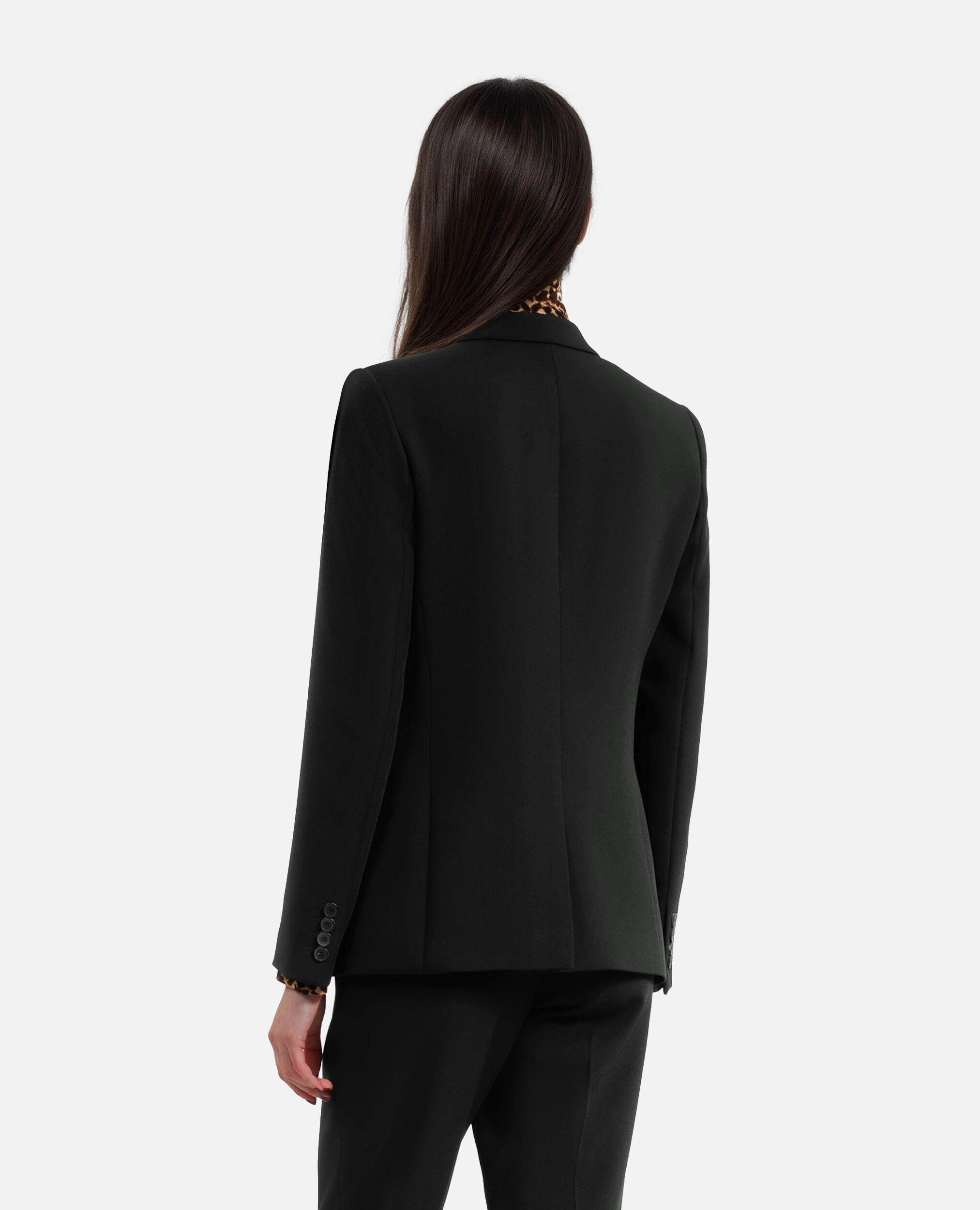 Schwarze Anzugjacke aus Crêpe, BLACK, hi-res image number null