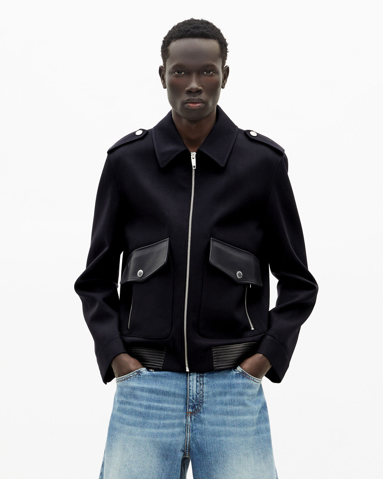 The Kooples HOMME NAVY blouson en laine bleu marine