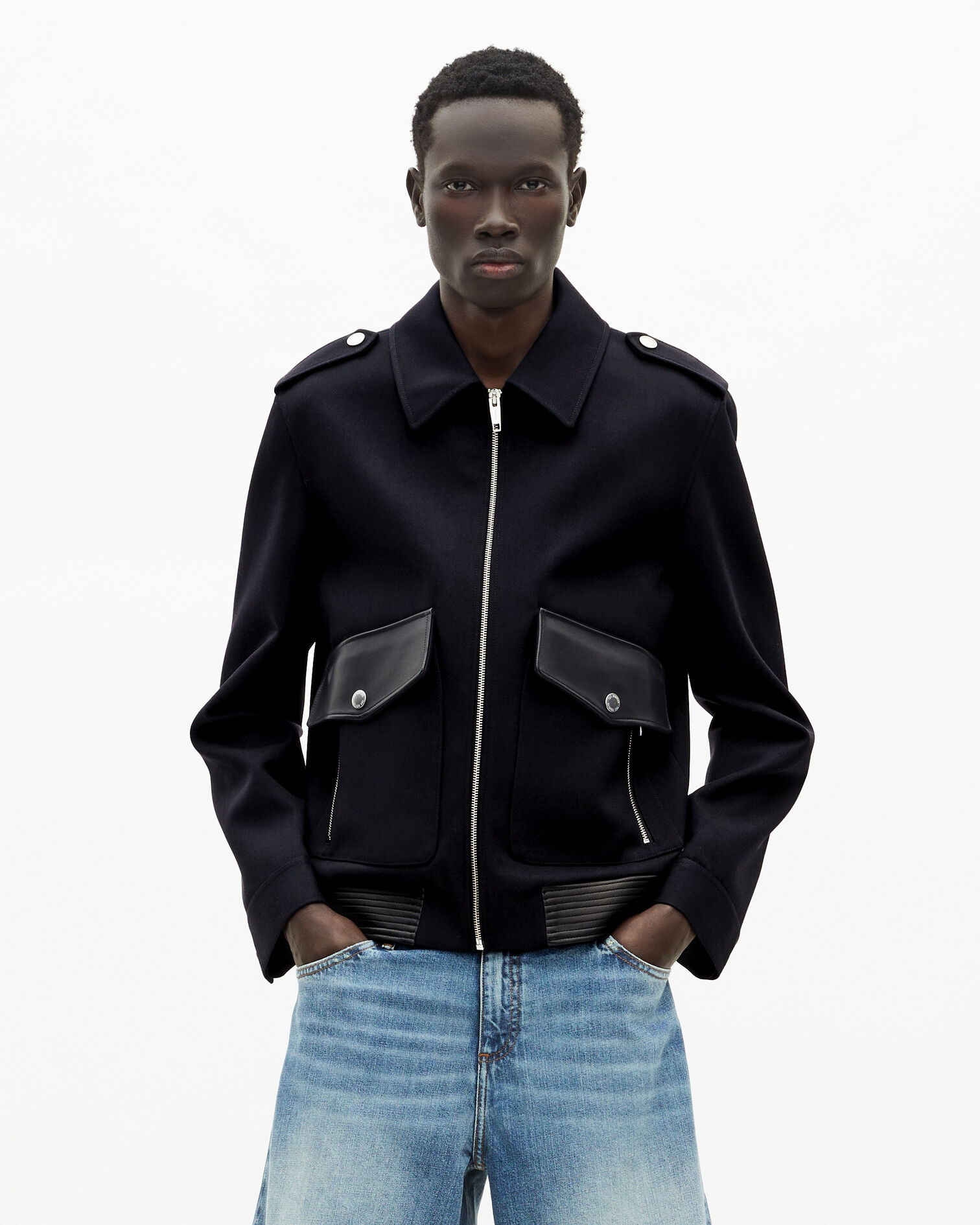 Blouson en laine bleu marine, NAVY, hi-res image number null