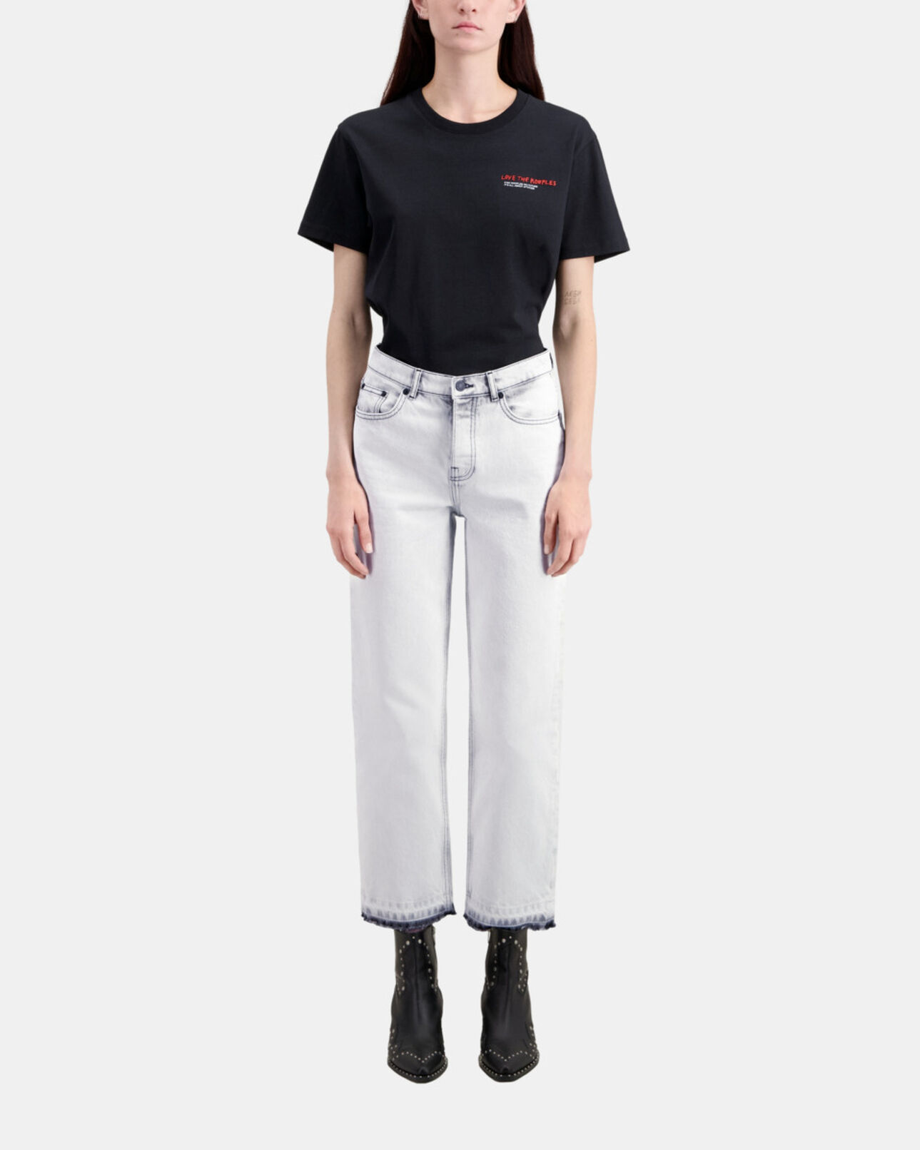 The Kooples MUJER WHITE BLEACH vaqueros blancos descoloridos rectos