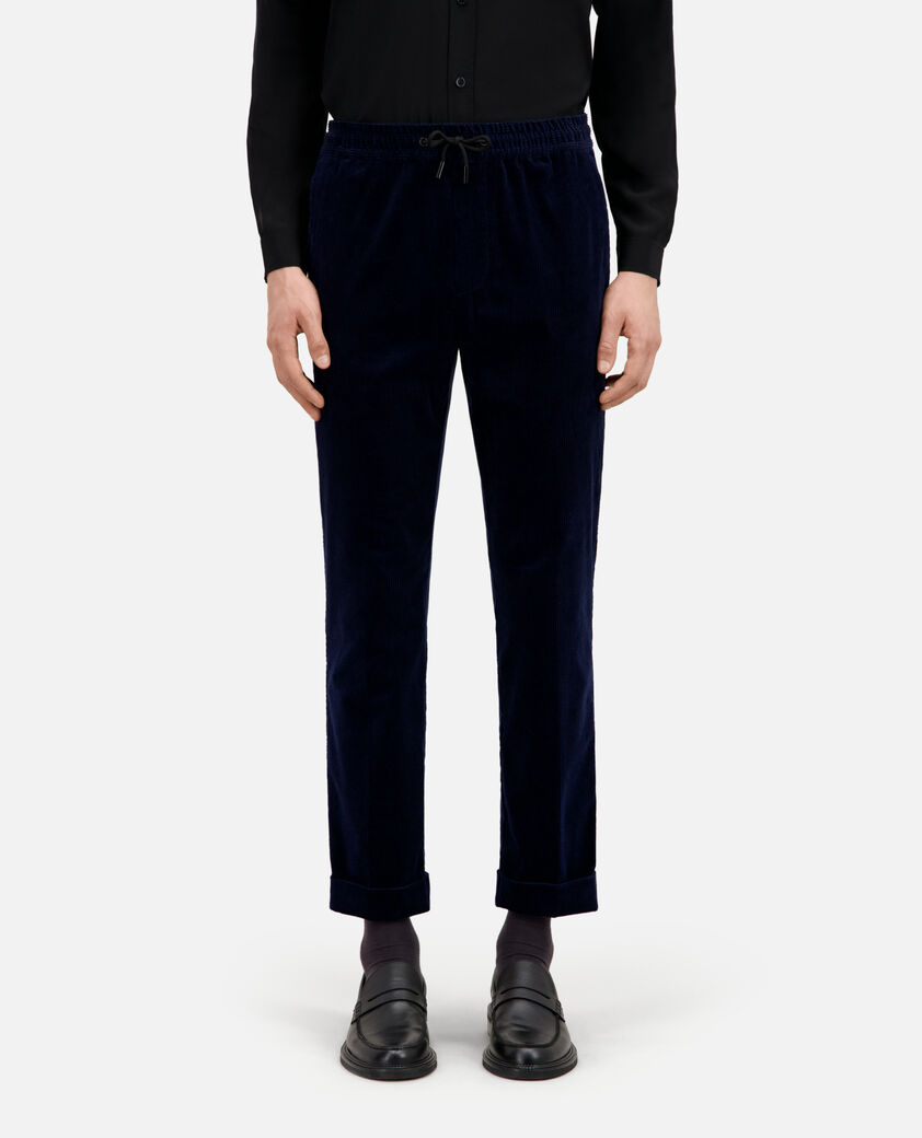 The Kooples HOMME NAVY pantalon bleu marine en velours côtelé