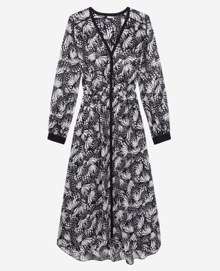The Kooples FEMME BLACK WHITE robe longue imprimée avec boutonnage
