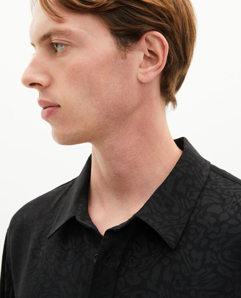 The Kooples HOMME BLACK chemise en jacquard l&eacute;opard noire