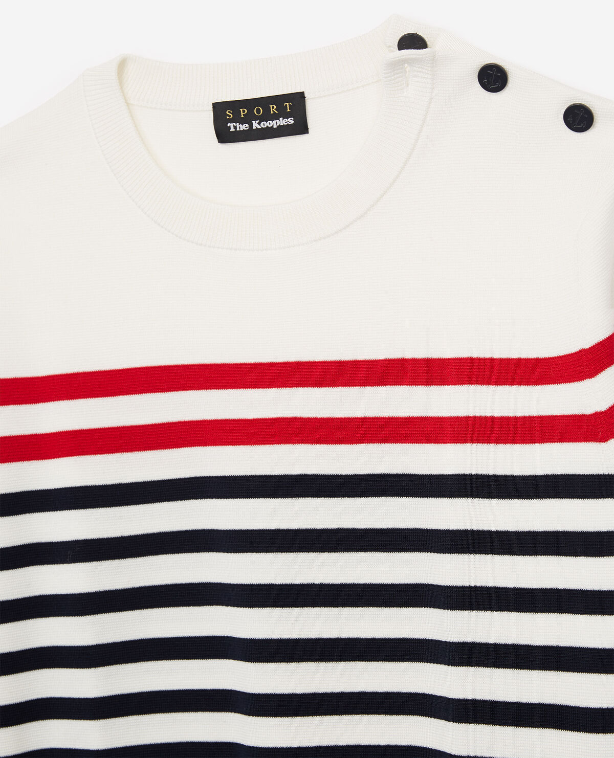 Ecru sweater with blue and red stripes The Kooples