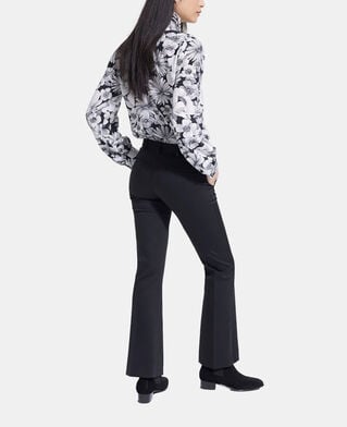 The Kooples F BLACK WHITE floral silk shirt pussy bow collar