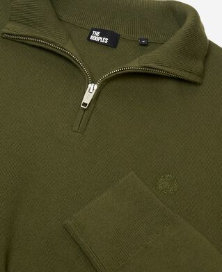 The Kooples HOMME KAKI pull col camionneur en laine double face kaki