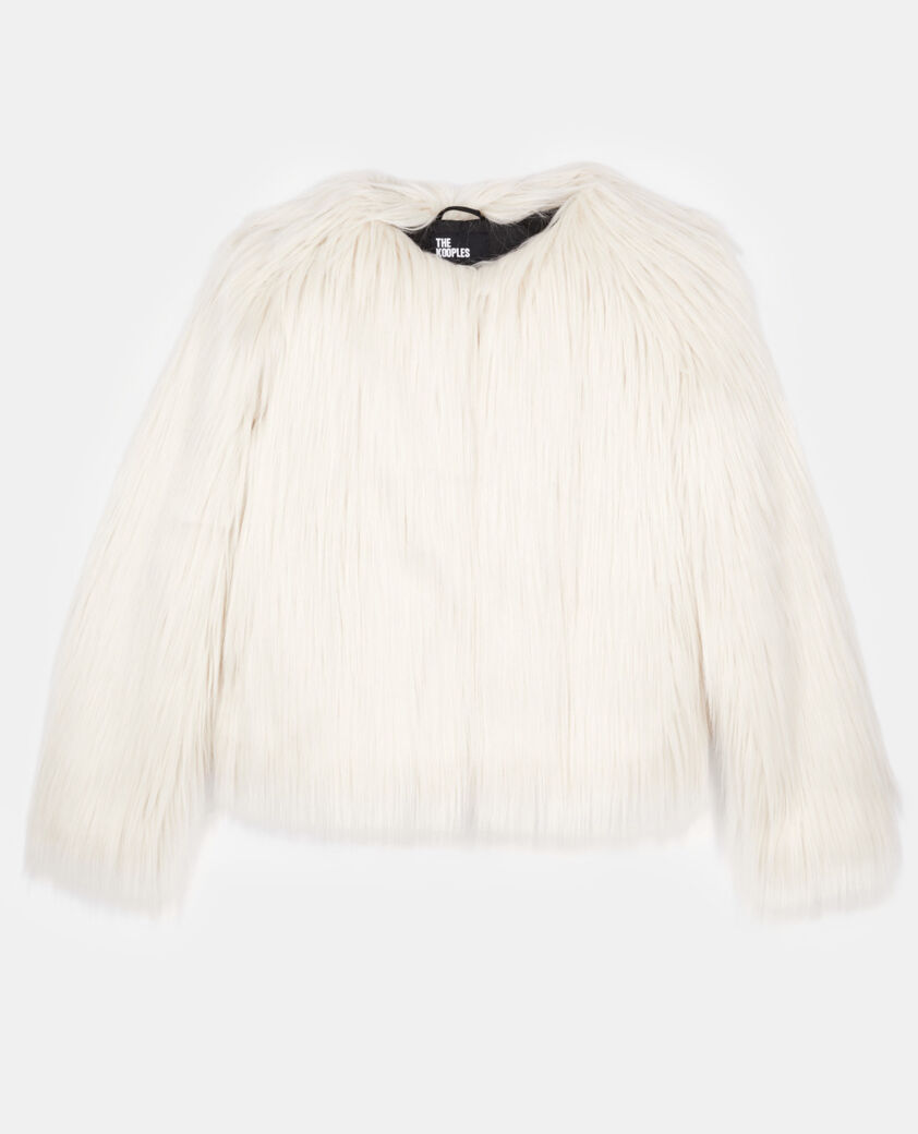 The Kooples FEMME ECRU manteau effet fourrure écru