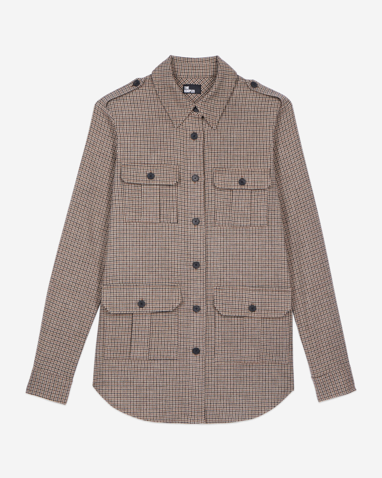 The Kooples FEMME BEIGE-BROWN chemise longue à carreaux