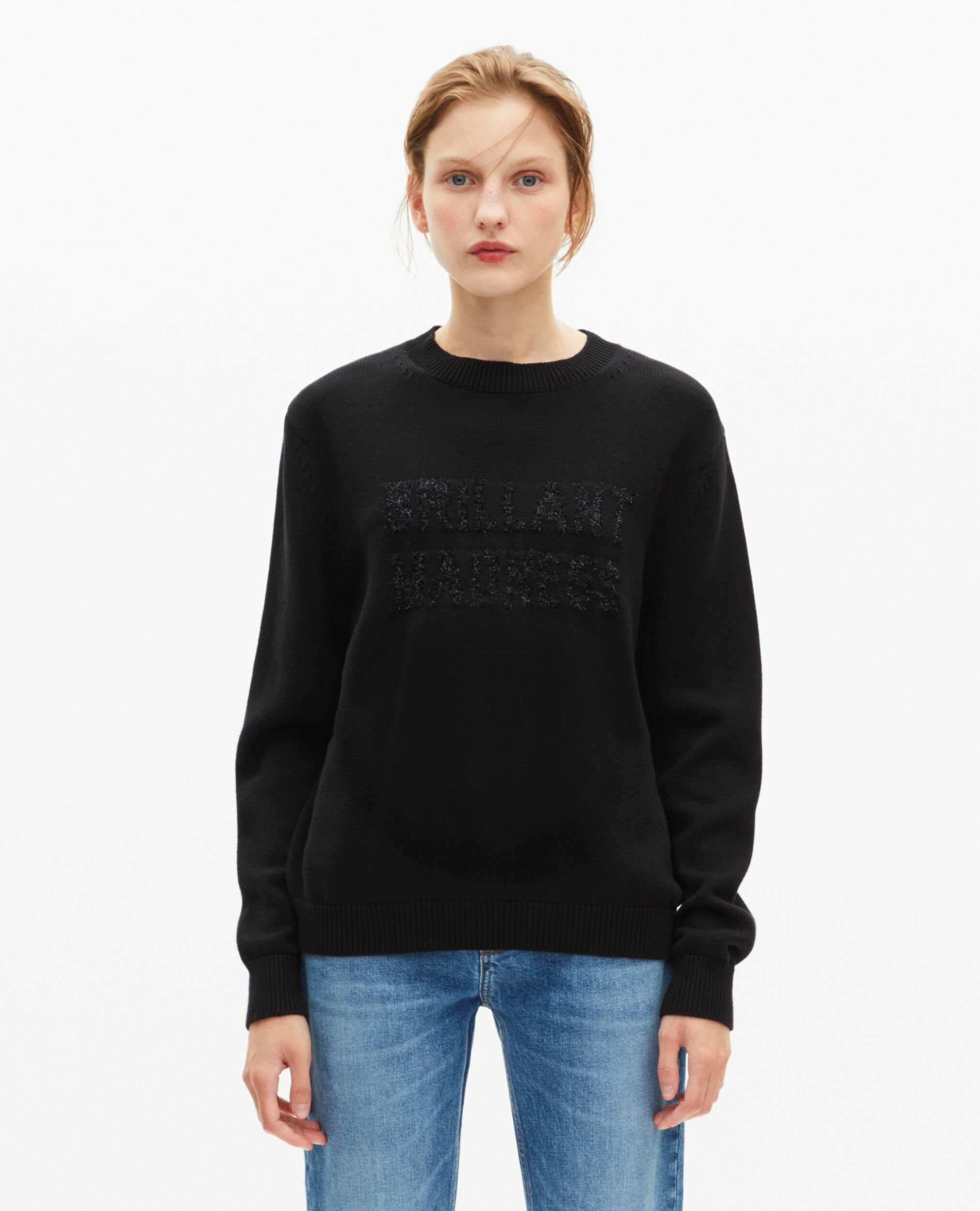 Jersey con jaquard de lúrex negro, BLACK, hi-res image number null