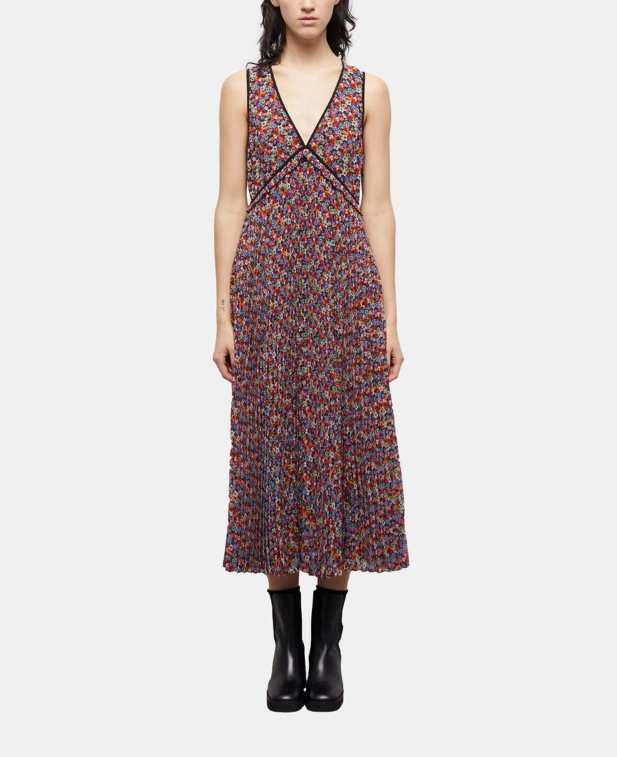 long multicolor pleated dress