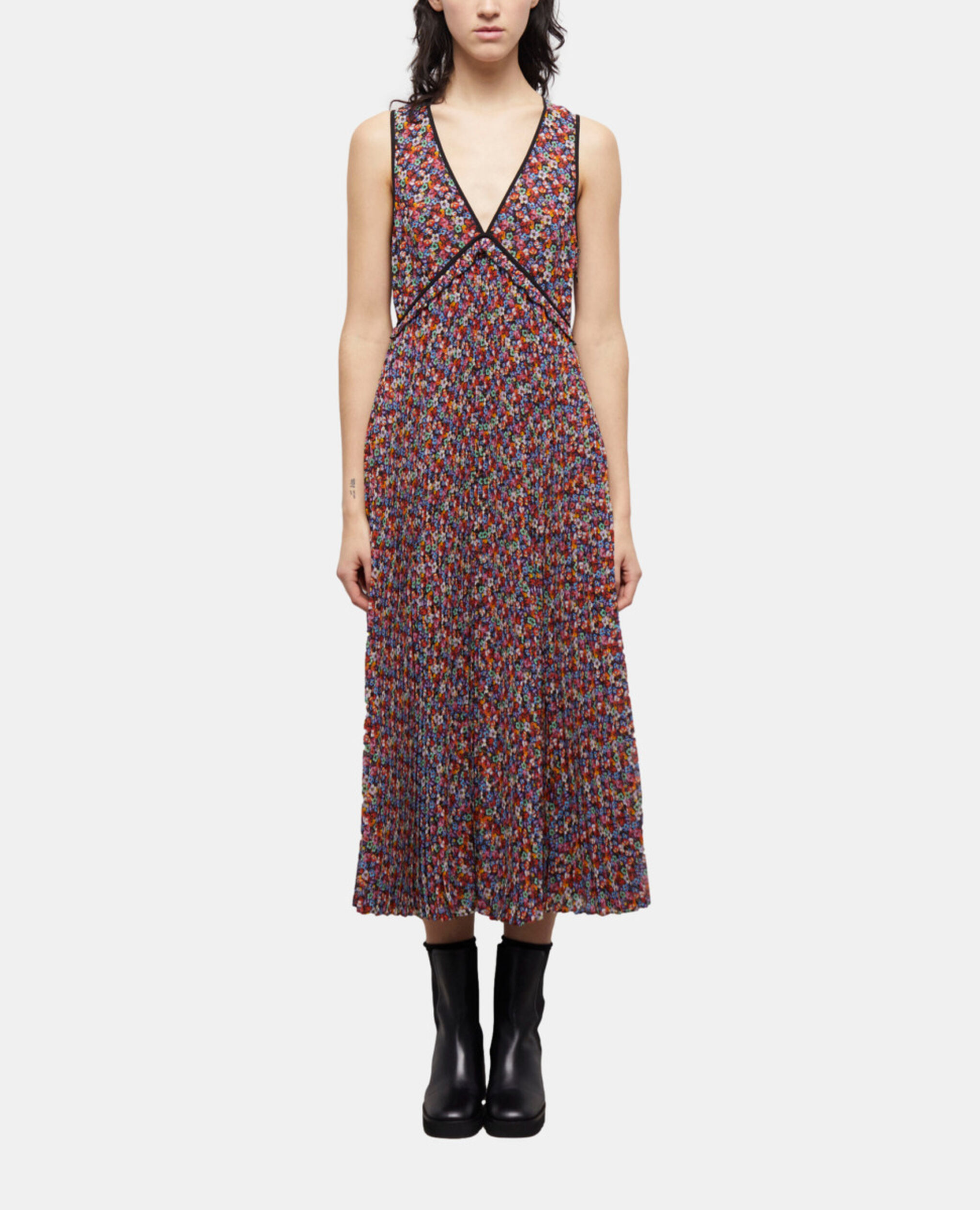 Long multicolor pleated dress, MULTICOLOR, hi-res image number null