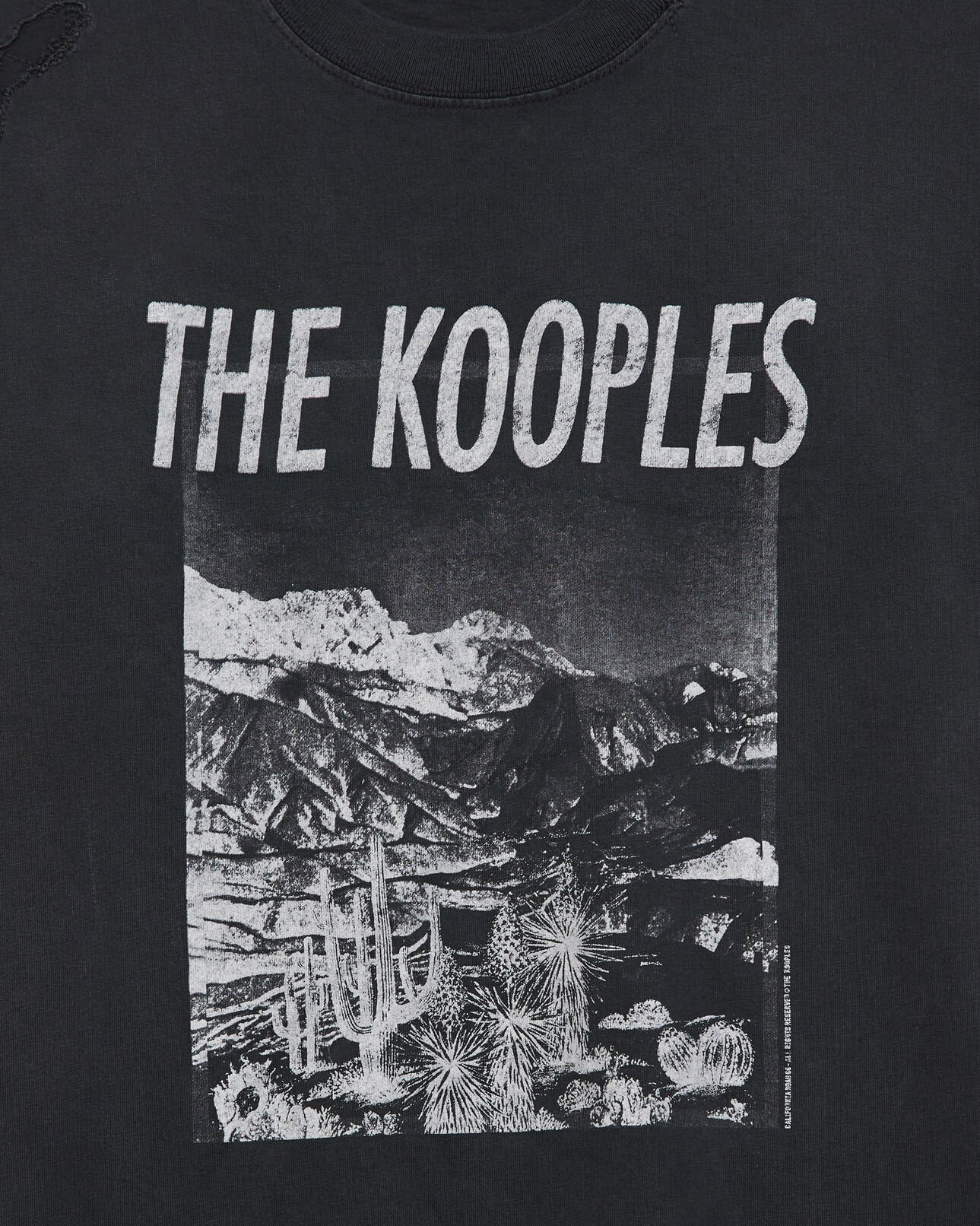 The Kooples HOMME BLACK WASHED t-shirt gris coton à imprimé montagne