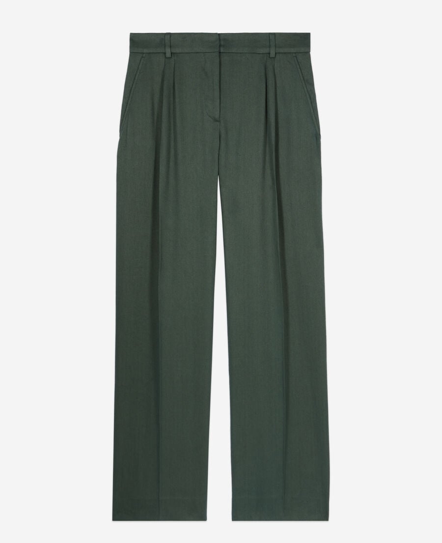 The Kooples FEMME WOOD KAKI pantalon tailleur en soie vert