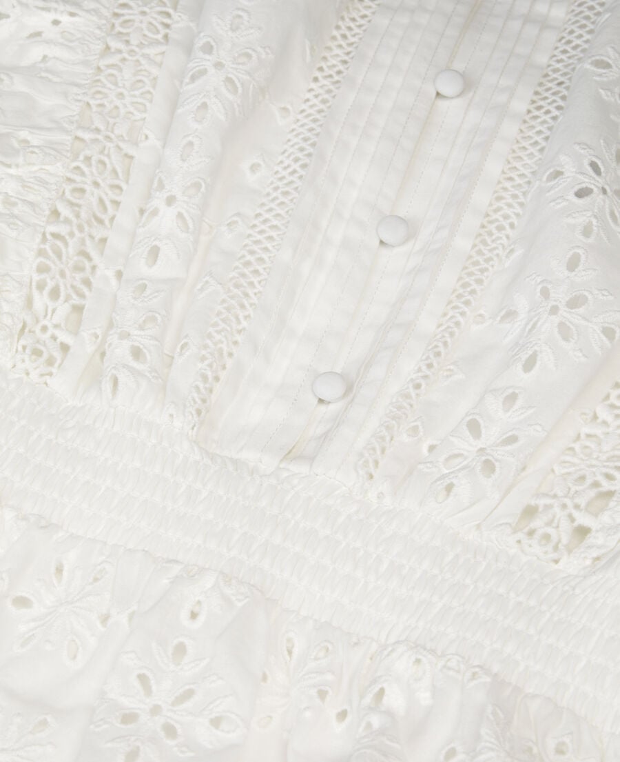 The Kooples WOMEN WHITE short white dress in english embroidery