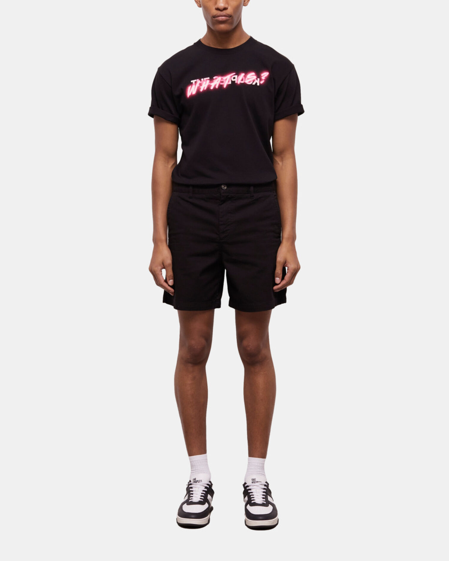 Short black cotton shorts, BLACK, hi-res image number null