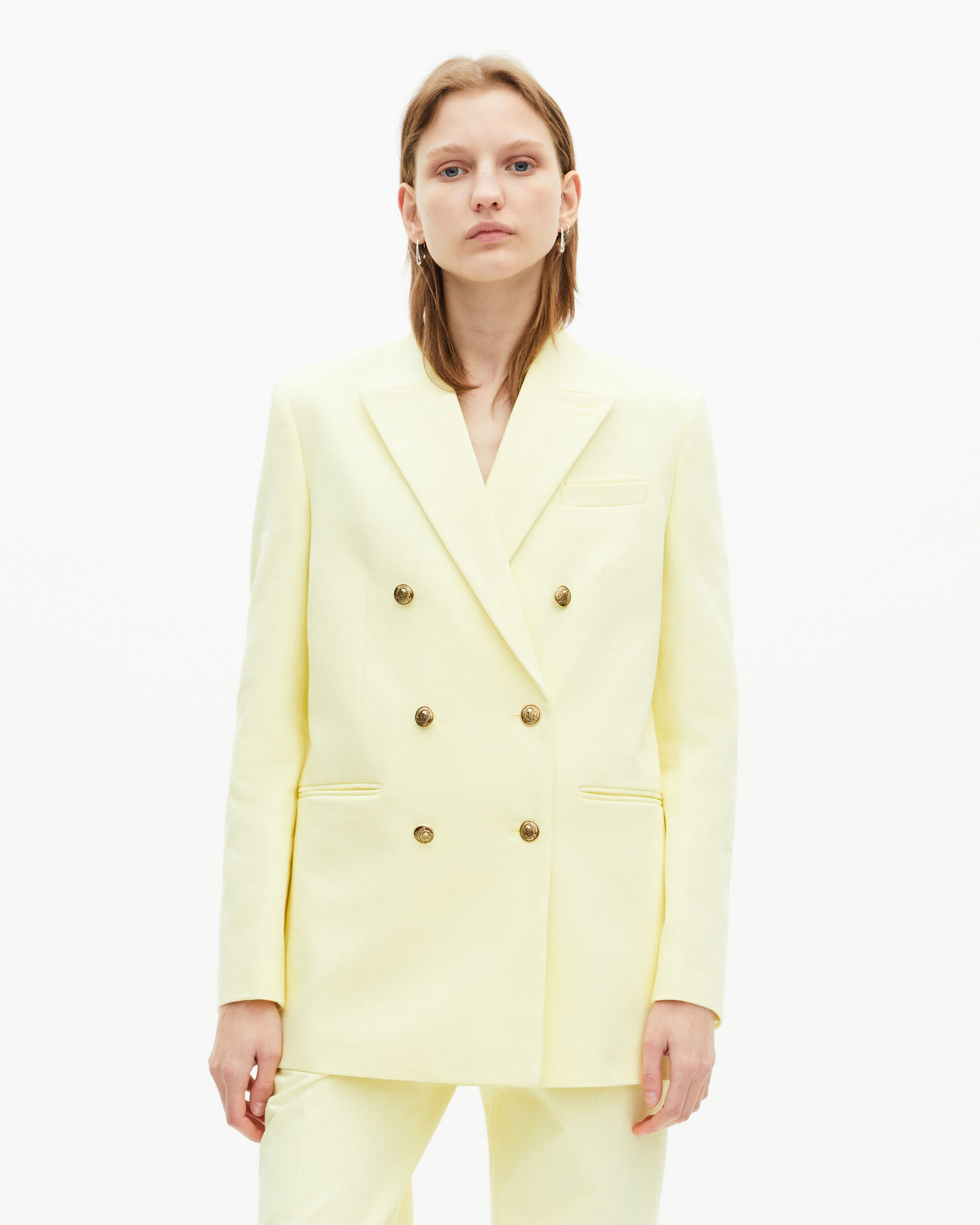 Veste de tailleur en coton jaune, YELLOW, hi-res image number null