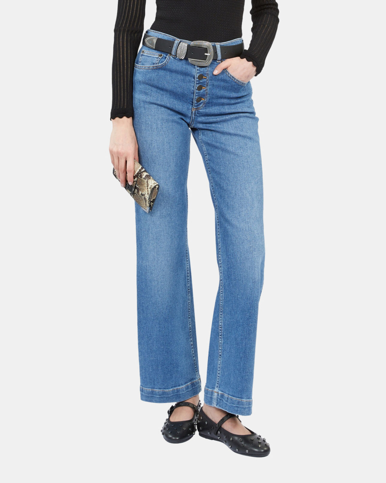 The Kooples FEMME BLUE DENIM jean large bleu