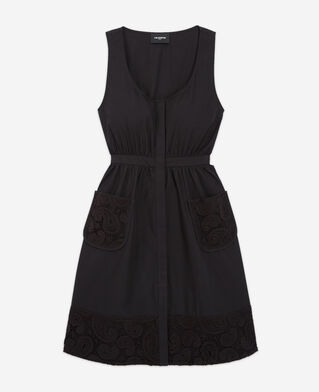 The Kooples FEMME BLACK robe courte noire sans manches poches