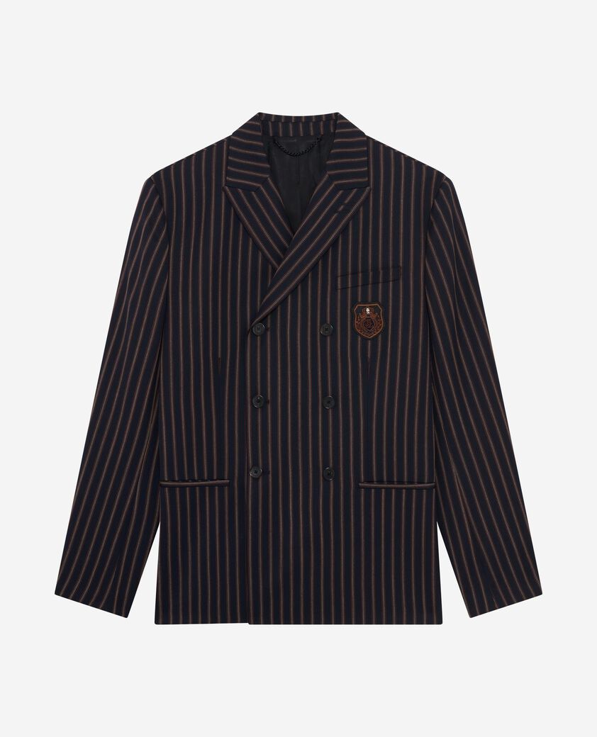 The Kooples HOMME BLUE-WHITE-RED veste crois&eacute;e &agrave; rayures marine