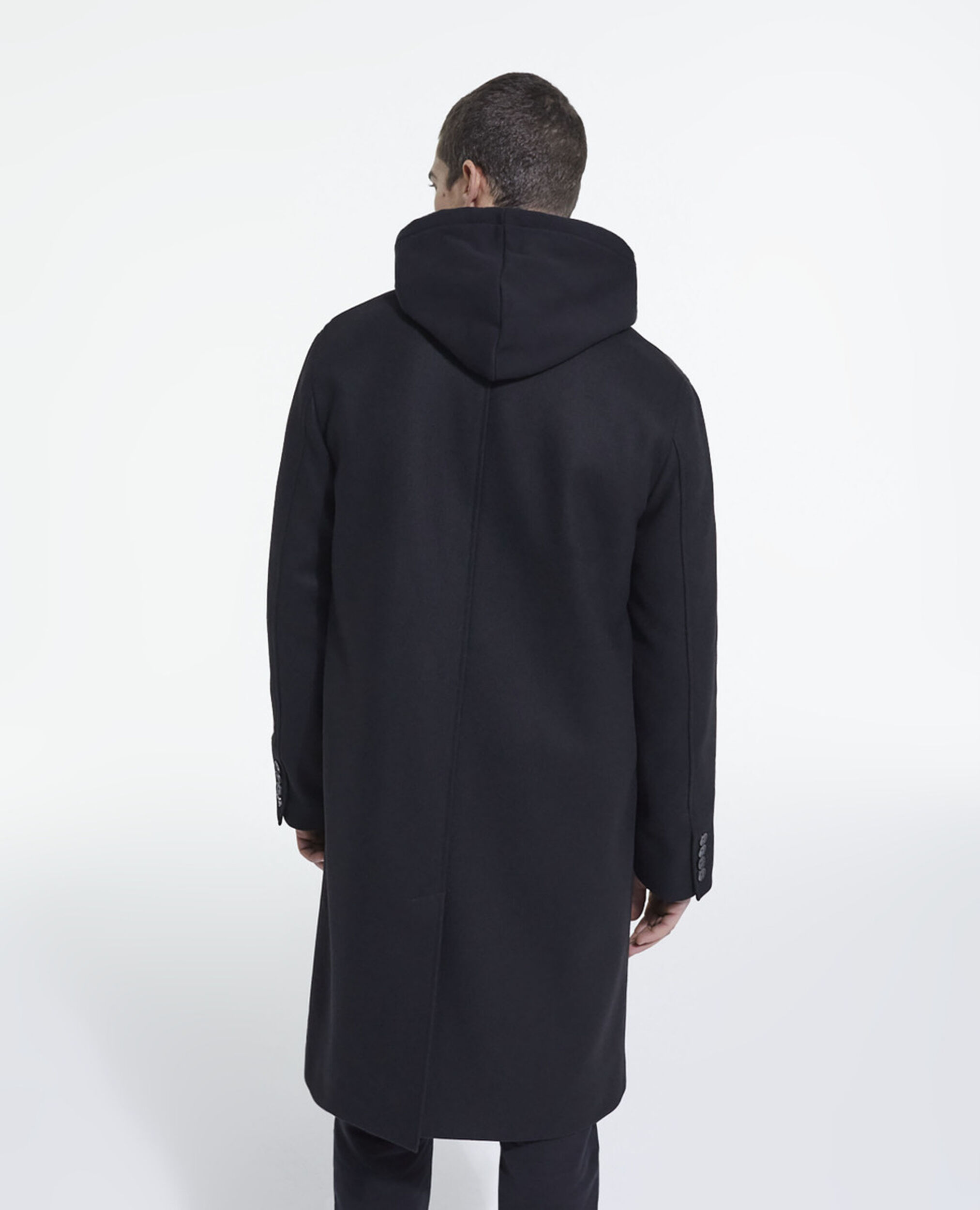 Long black wool coat, BLACK, hi-res image number null