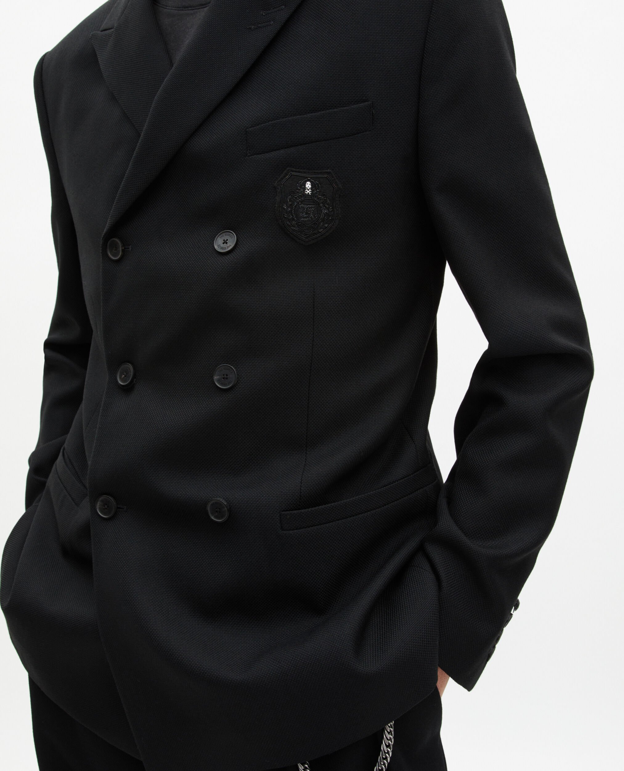 Veste droite avec blason noire, BLACK, hi-res image number null