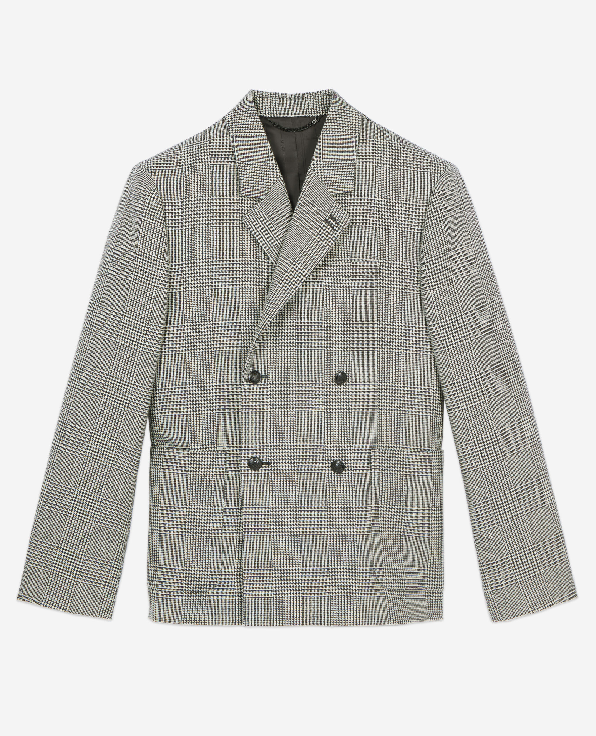 Black and white houndstooth wool suit jacket, BLACK WHITE, hi-res image number null