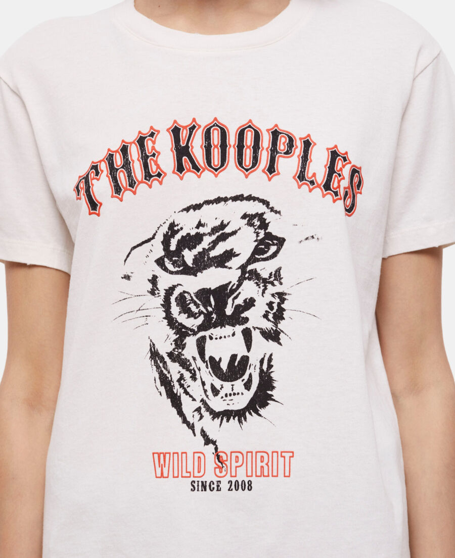women's wild panther screen print ecru t-shirt