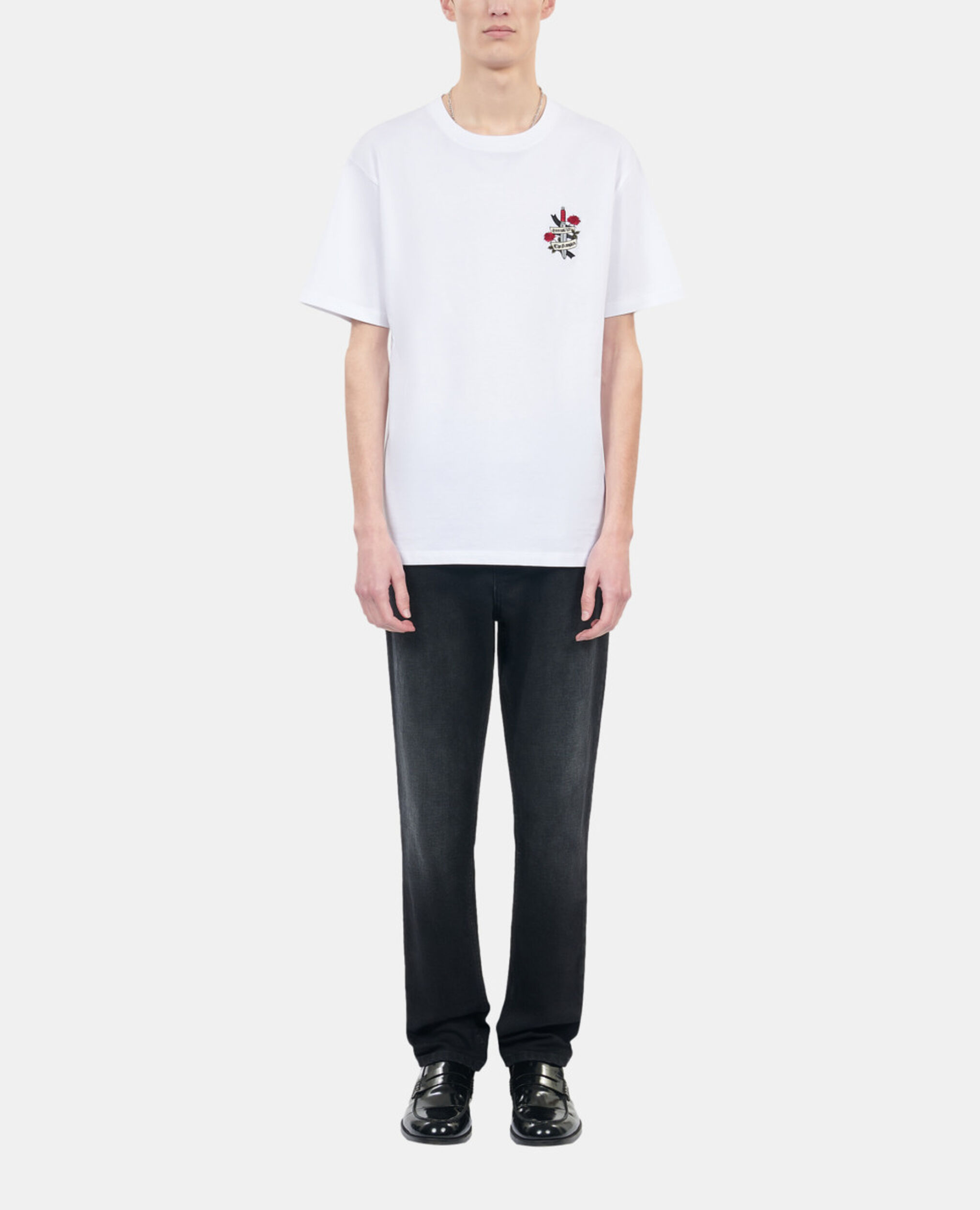 Weißes T-Shirt mit Eternal life-Stickerei, WHITE, hi-res image number null