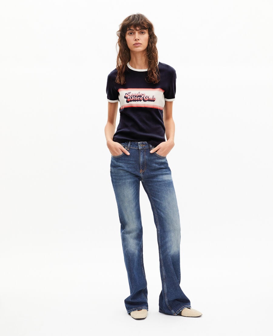The Kooples WOMEN DARK NAVY t-shirt with navy screen print