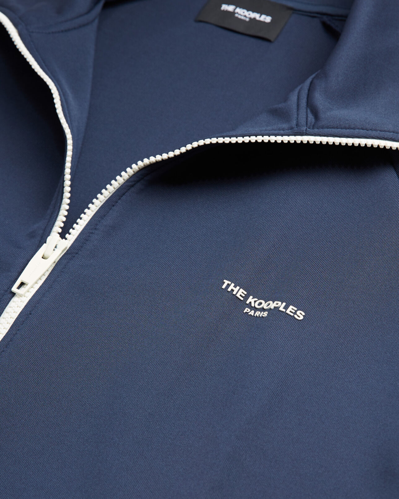 The Kooples MEN NAVY blue technical fabric sweatshirt with ecru bands