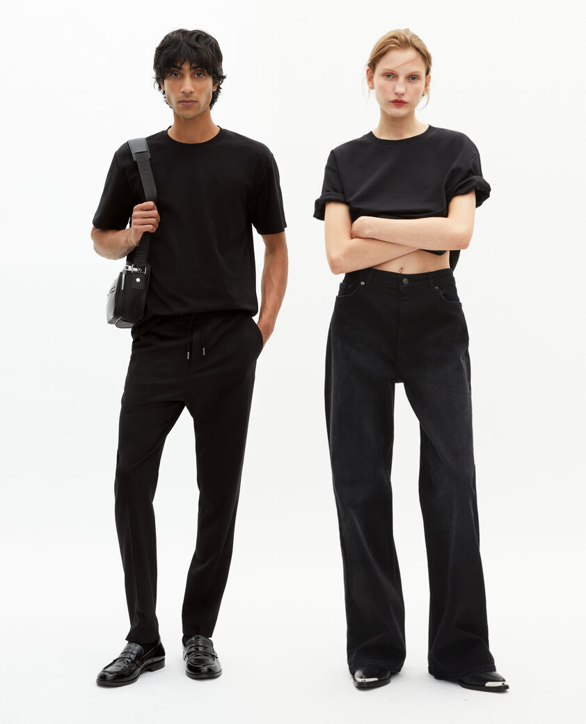 The Kooples HOMME BLACK t-shirt mixte droit uni noir