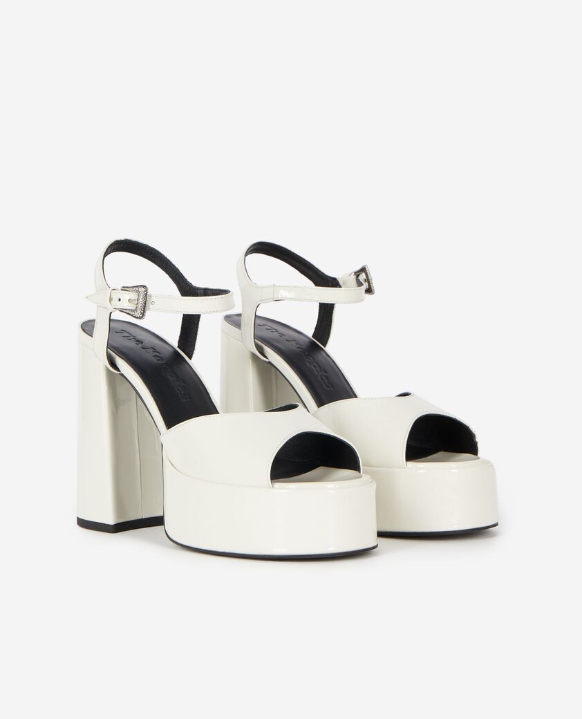 The Kooples WOMEN ECRU white patent leather heeled sandals