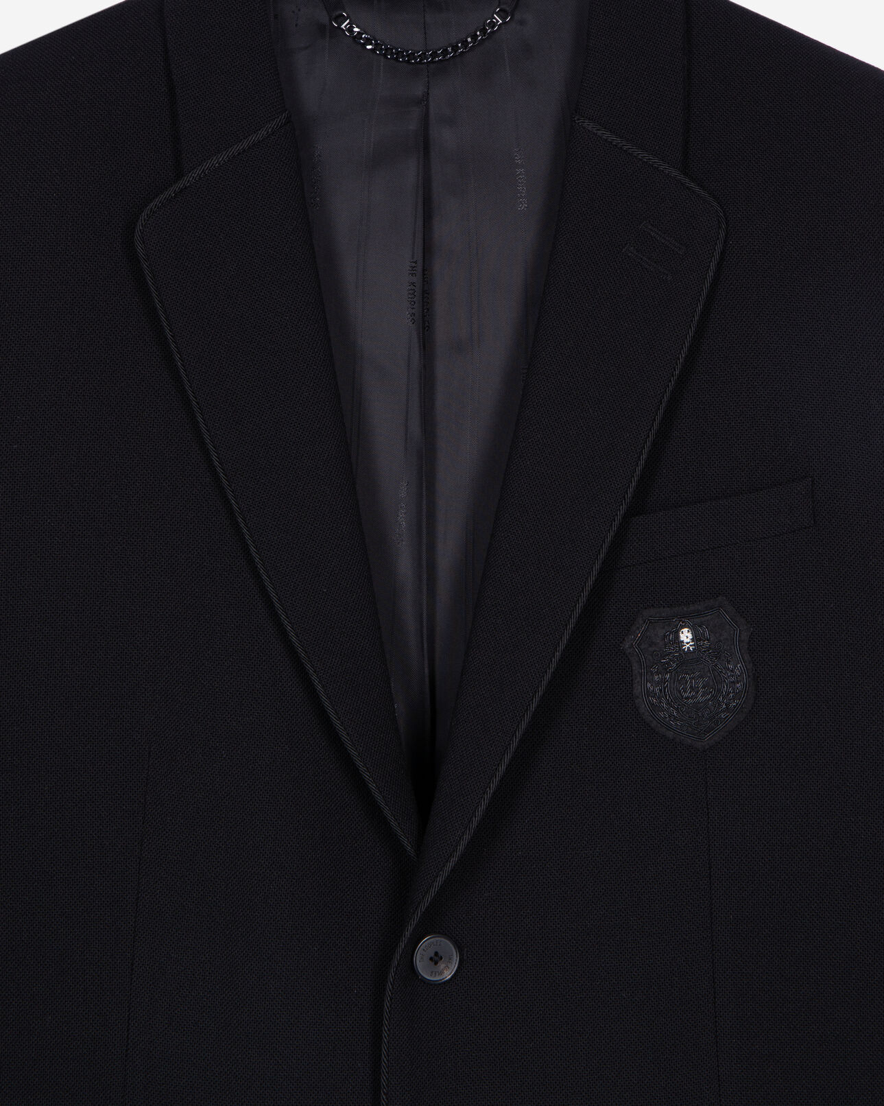 The Kooples MEN BLACK straight-cut black wool piqué jacket