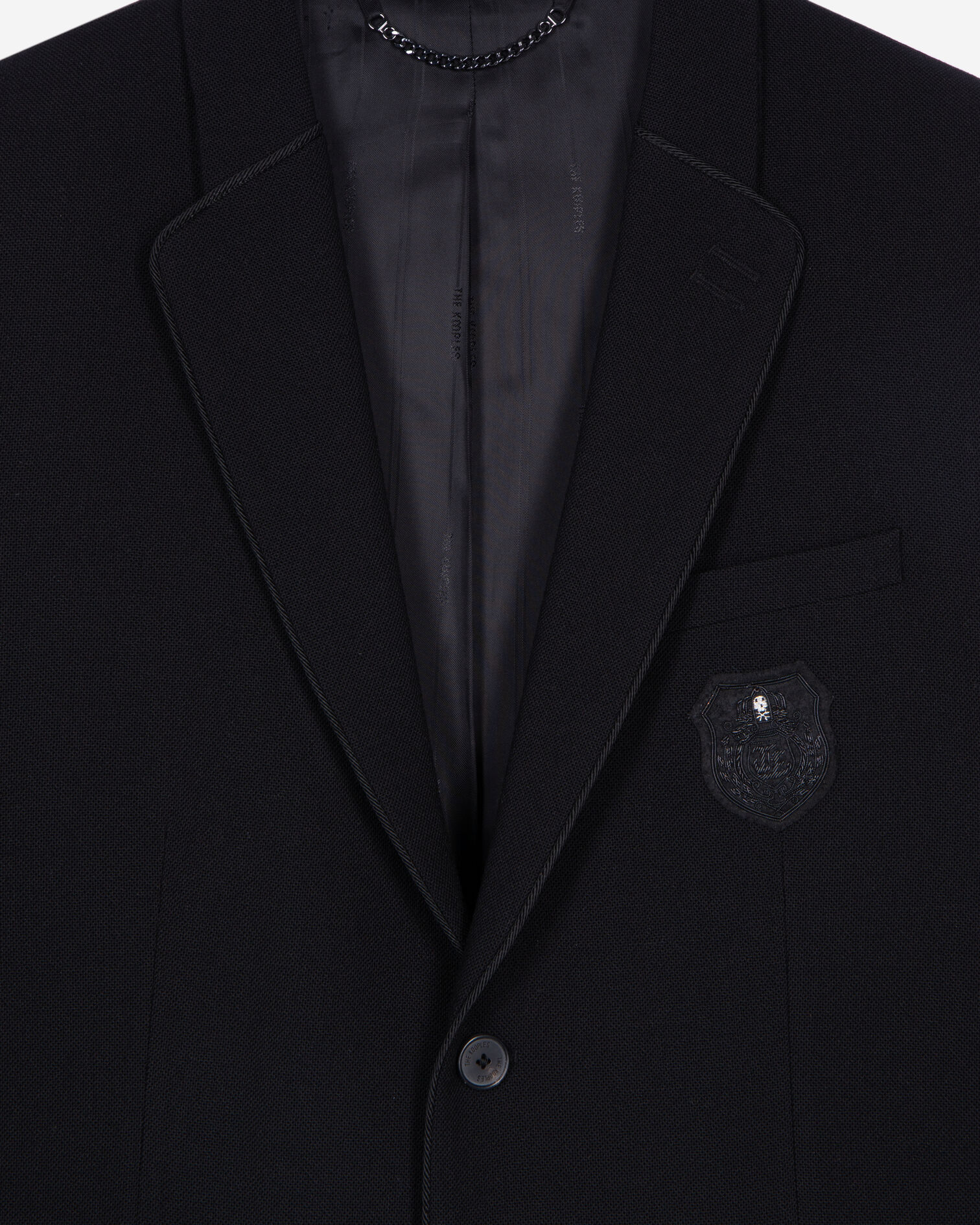 Straight-cut black wool piqué jacket, BLACK, hi-res image number null